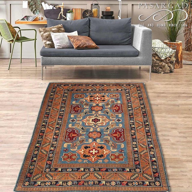 Pasargad DC Fine Hand Knotted Antique Turkish Kazak Rug For Sale - Image 4 of 4