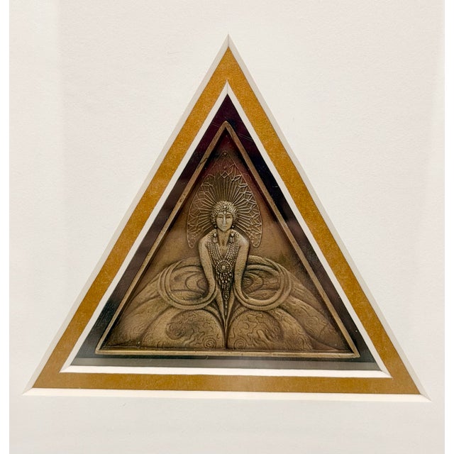 Gold Art Deco Pair of Erté Limited Edition Bronze Medallions in Gold & Black Gilt Frames For Sale - Image 8 of 12