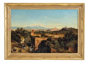 Johann Anton Castell, Mediterranean Landscape with Ruins, 1842, Oil on Canvas