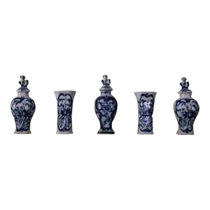 17th Century Dutch Delft Garniture Jars & Vases - Set of 5