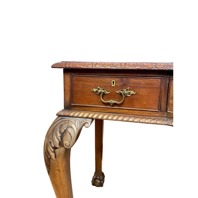 Wood Chippendale Revival Mahogany Three-Drawer Console Table, English, Circa 1880 For Sale - Image 7 of 10