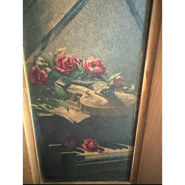 Wood Vintage 1970s French Provincial Style Violin Still Life Paintings in Giltwood Frames - a Pair For Sale - Image 7 of 10
