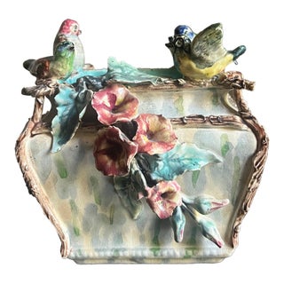 19th Century Barbotine Majolica Jardinière For Sale