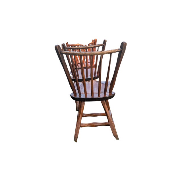 Brown Vintage Hunt Country Furniture Handcrafted Spindle-Back Dining Chairs - Set of 56 For Sale - Image 8 of 18