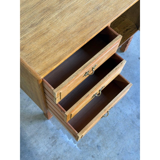 Brown In Style of Henning Kjærnulf Solid Oak Three-Drawer Sideboard Danish Mid-Century Modern 1970s For Sale - Image 8 of 9