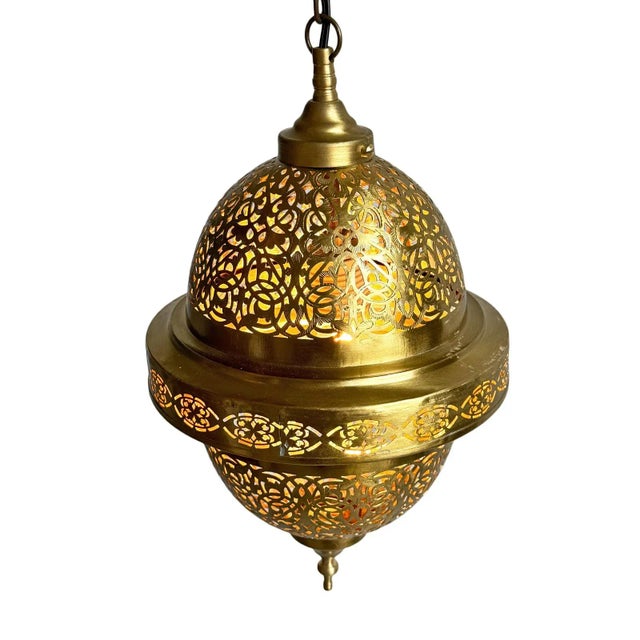 Indian Vintage Moroccan Brass Hemma Small Pendant Light For Sale - Image 3 of 8