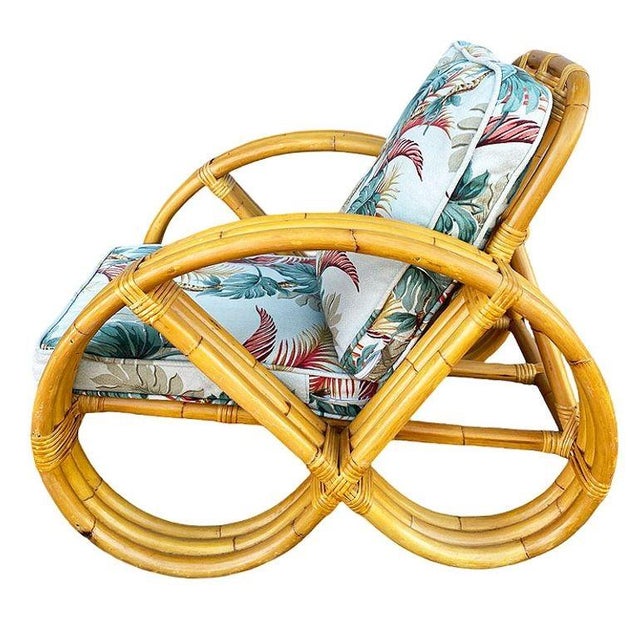 1950s Restored MCM Three-Strand Full Round Pretzel Lounge Chair W/ Arched Base, Pair For Sale - Image 5 of 7