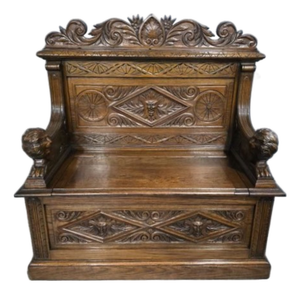 Vintage Green Man Hall Monks Bench, 1920