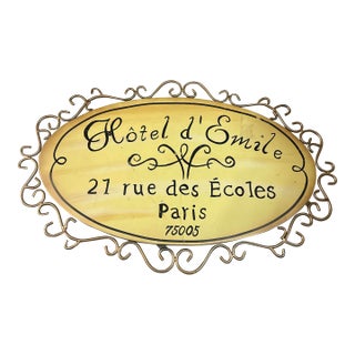 1970s Yellow Paris, France Decorative Sign For Sale