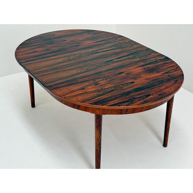 Black Mid-Century Chairs and Extendable Dining Table in Rosewood by Schiønning & Elgaard for Randers Møbelfabrik, Denmark, 1960s, Set of 7 For Sale - Image 8 of 13