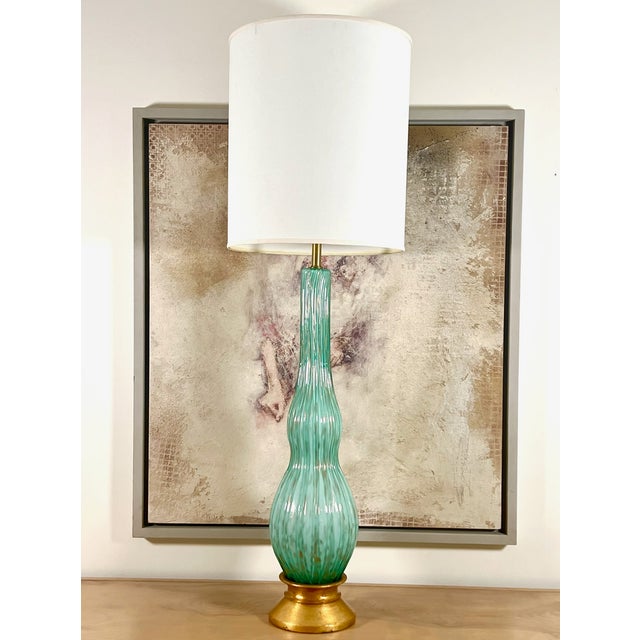 Mid 20th Century The Marbro Lamp Company – Vintage Murano Lamps in Turquoise Blue – A Pair For Sale - Image 9 of 10