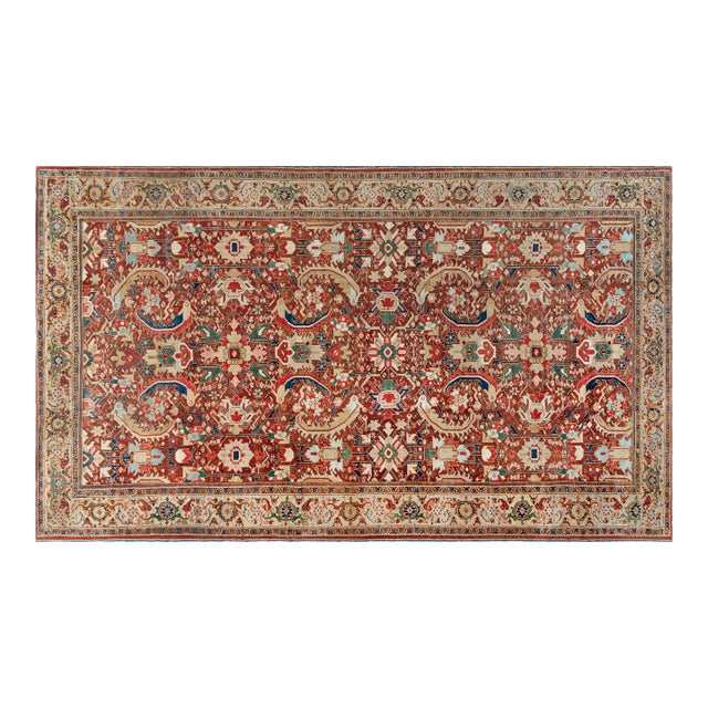 Early 20th Century Colorful Persian Heriz Handwoven Wool Carpet For Sale