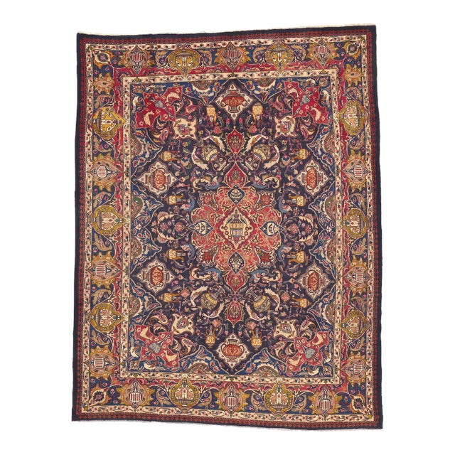 Late 20th Century Vintage Persian Mashhad Rug - 09'07 x 12'10 For Sale