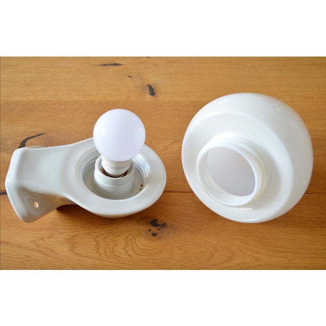 Wall Lamp in Porcelain and Glass by Sigvard Bernadotte for Ifö, 1950s For Sale - Image 4 of 6