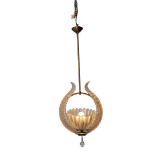 Chandelier in Brass and Clear Glass by Ercole Barovier for Barovier & Toso, 1960s For Sale