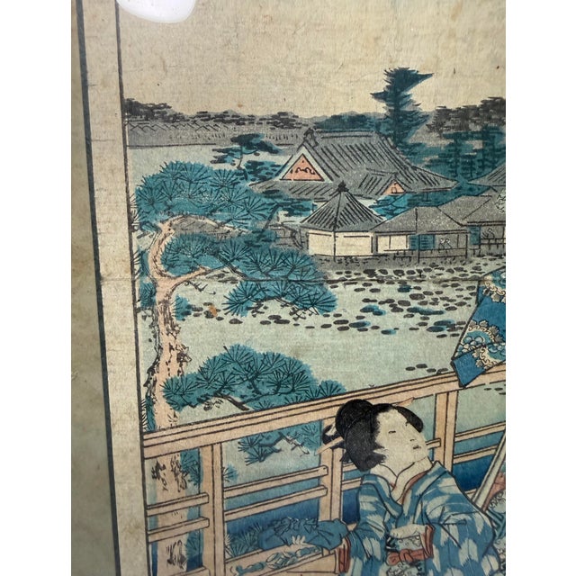 Blue Antique 1864 Original Pride of Edo Japanese Woodblock Print Utagawa Hiroshige For Sale - Image 8 of 14