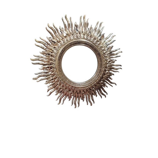 Vintage 1970s gilt large Sunburst mirror. Mirror is a lightweight material