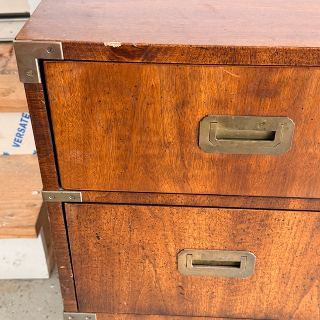 Mid 20th Century Mid-Century Henredon 4 Drawer Campaign Dresser—two Available For Sale - Image 5 of 13