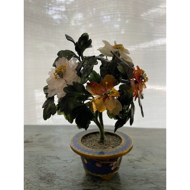 Asian Antique Vintage Miniature Chines Hard Stone Jade Tree For Sale - Image 3 of 12