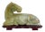 19th Century Chinese Jade Carving Recumbent Horse & Carved Wood Stand For Sale