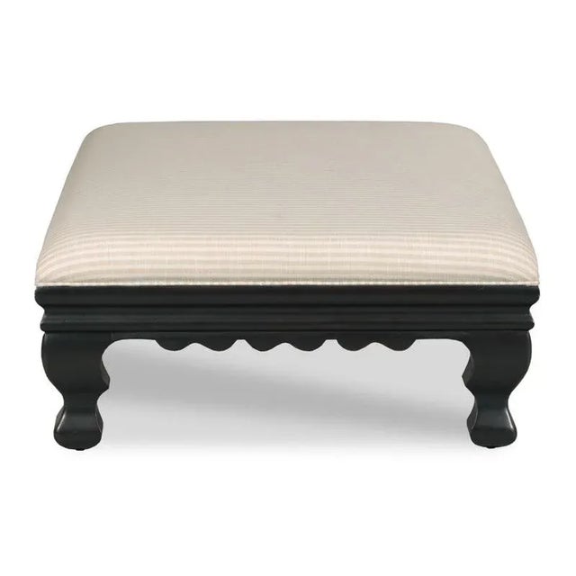 Traditional Celerie Kemble for Woodbridge Cintra Ottoman in Amsterdam Black For Sale - Image 3 of 4