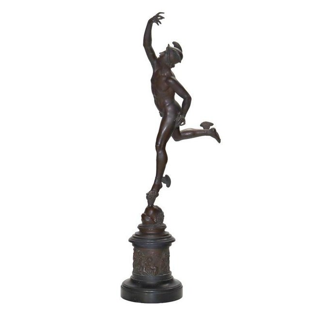 Grand Tour 36” Classical Bronze Sculpture of Mercury on Breath of Zeus C1890 For Sale - Image 16 of 16