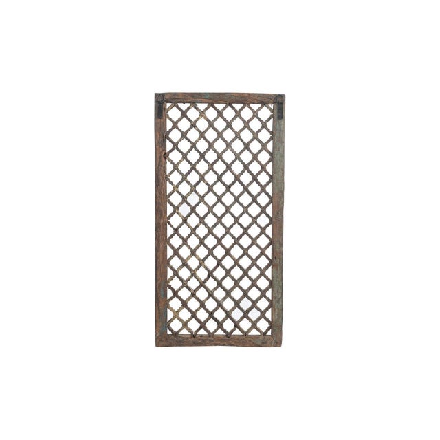Farmhouse Vintage Indian Teakwood Jali Window Panel For Sale - Image 3 of 3