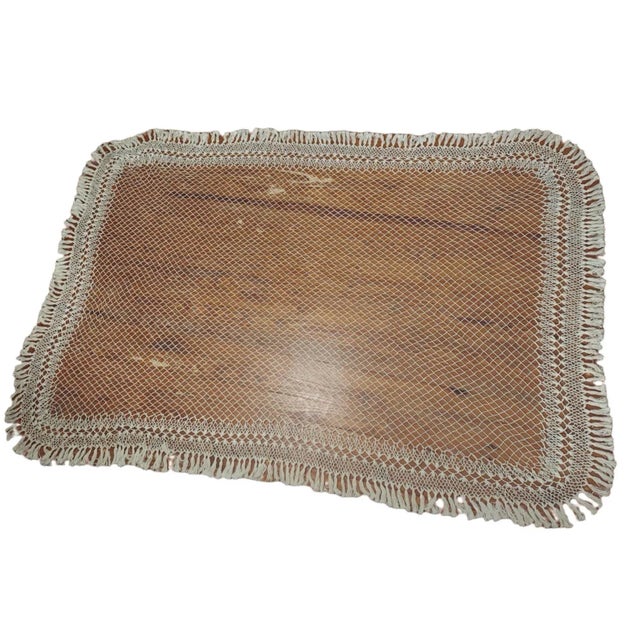 Late 20th Century Fishnet Boho Crochet Tied Knotted Tassels Throw For Sale - Image 12 of 12
