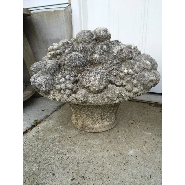 Rustic 1950s Monumental Stone Fruit & Flower Baskets - Pair For Sale - Image 3 of 12