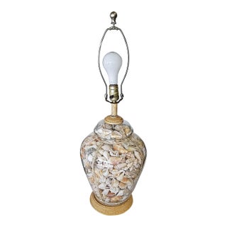 1980s Shell Filled Glass Table Lamp For Sale