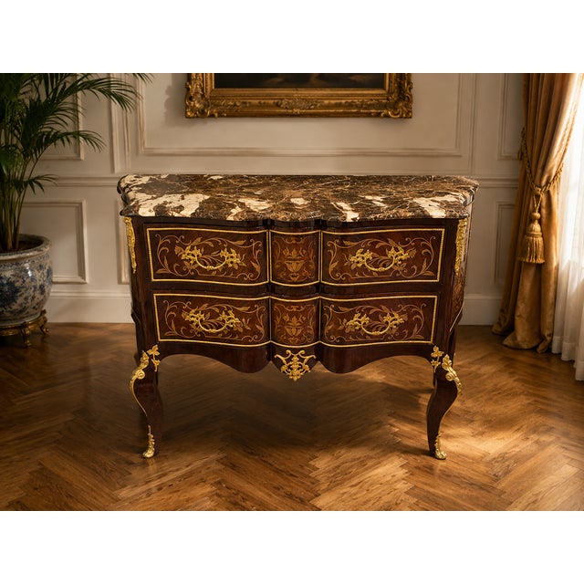 Bring timeless French elegance into your home with this Louis XV–style commode, beautifully crafted with a rich dark wood...