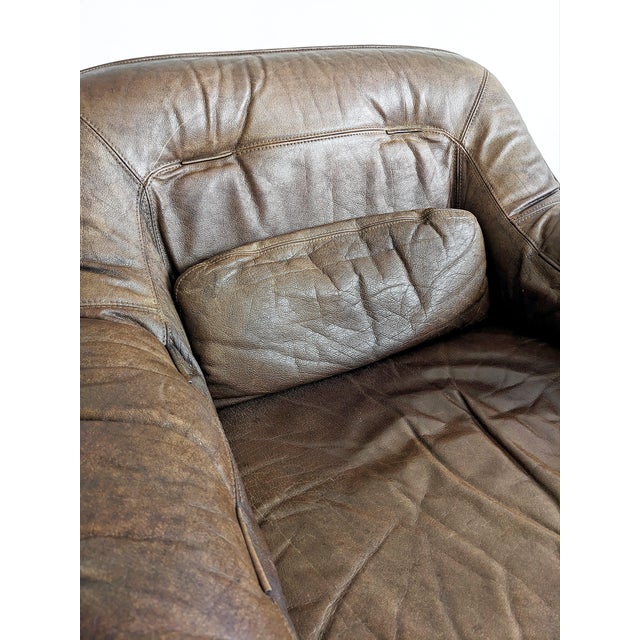 Set of Brutalist Leather Sofa & Lounge Chair by Hain & Thome, 1970s For Sale - Image 11 of 14