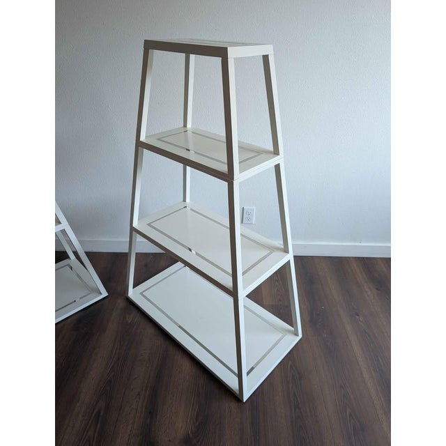 Jonathan Adler Nice Pair of Pyramid Shaped Jonathon Adler Shelves With Chrome Accents. For Sale - Image 4 of 7