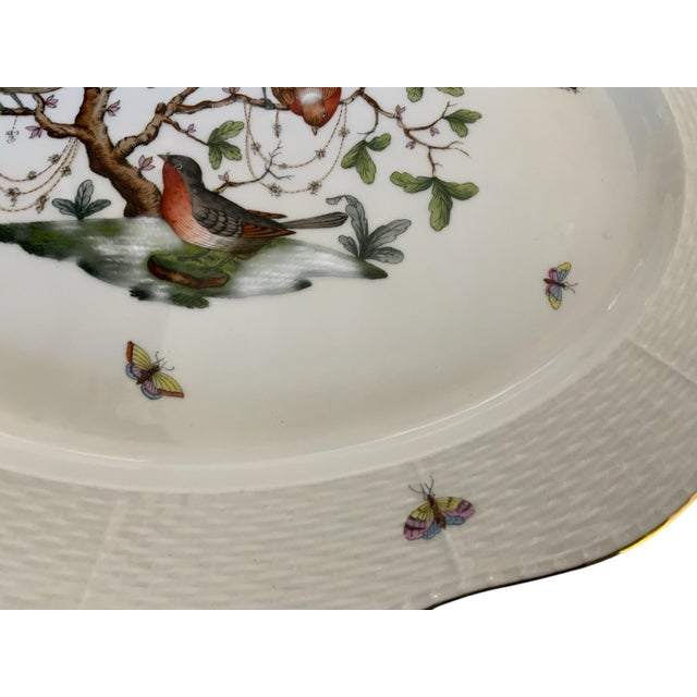 Herend Herand Rothschild Bird 16" Oval Serving Platter Plate Porcelain 1101/Ro Made in Hungary For Sale - Image 4 of 5