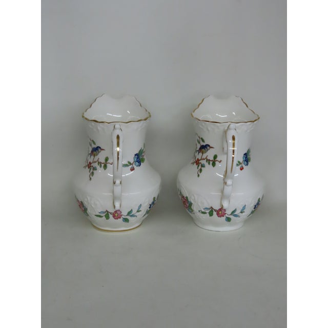 Late 20th Century Aynsley Pembroke England Exotic Bird Floral Water Jug Pitcher a Pair 4669b For Sale - Image 5 of 18