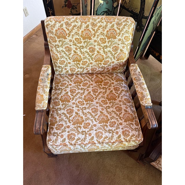 Vintage 1970s Mediterranean Living Room Set With Sofa, Chair & Ottomans For Sale - Image 12 of 14