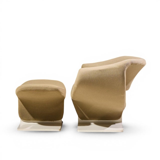 Textile Pierre Paulin for Artifort Mid Century Ribbon Chairs With Ottoman For Sale - Image 7 of 12