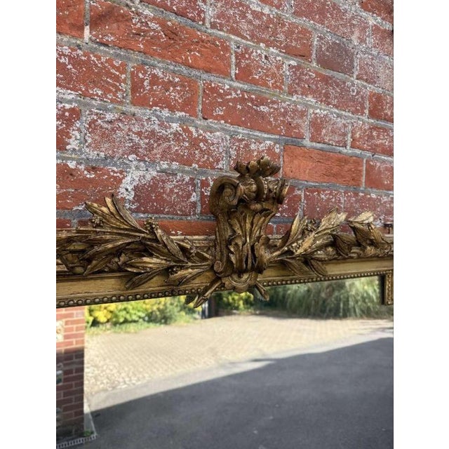 W: 117cm (46.1")h: 173cm (68.1")d: 5cm (2") a superb large antique french 19th century carved wood & gesso gilt tope twist...