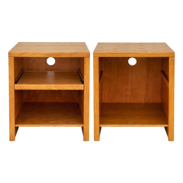 Pair of 1990s Oak Modular Utility Cabinets For Sale