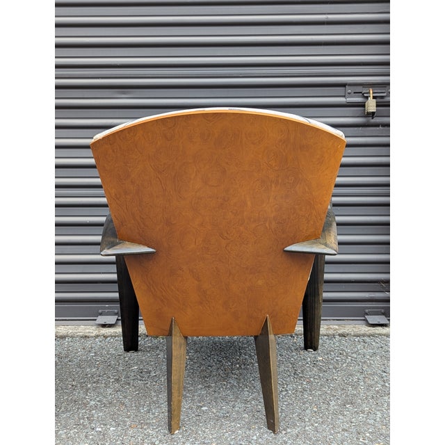 Postmodern Burl Wood Lounge Chair and Ottoman Attributed to Adam Tihany for Pace Collection, C. 1990, Italian For Sale - Image 12 of 12