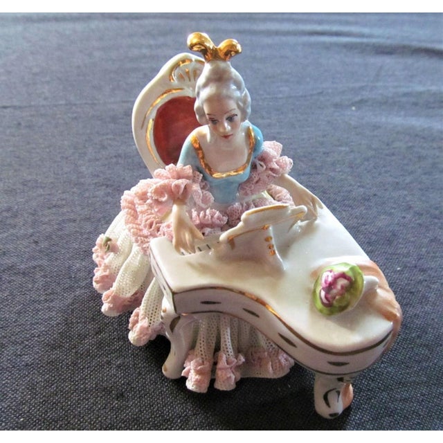 Brown Vintage Dresden Art Lace Figurines, 1960s, Set of 5 For Sale - Image 8 of 11