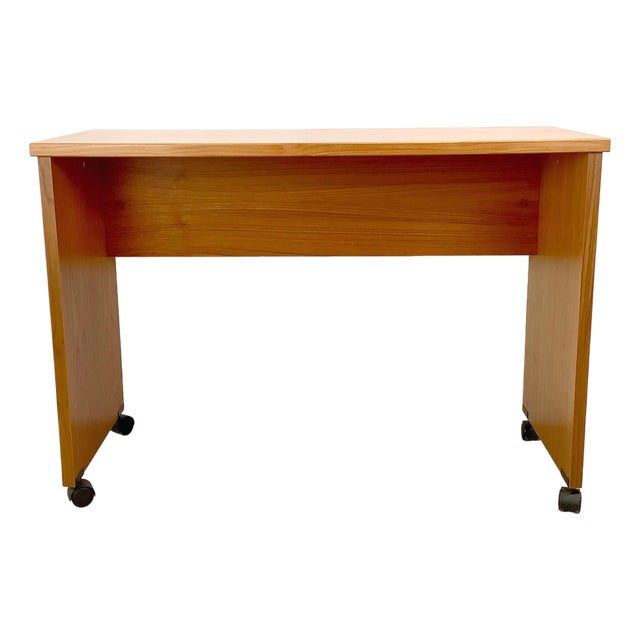 Vintage Mid-Century Modern Teak Rolling Desk or Console Table For Sale