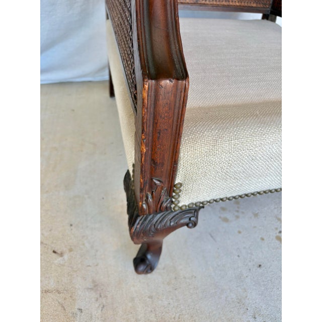 Wood Early 20th Century French Style Walnut and Cane Lounge Chair For Sale - Image 7 of 10