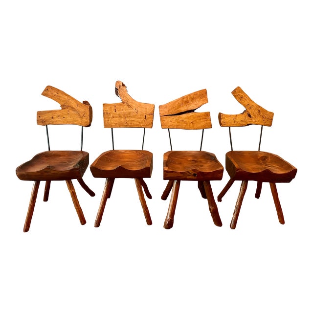 1980s Live Edge Organic Modernist Dining Chairs- Set of 4 For Sale