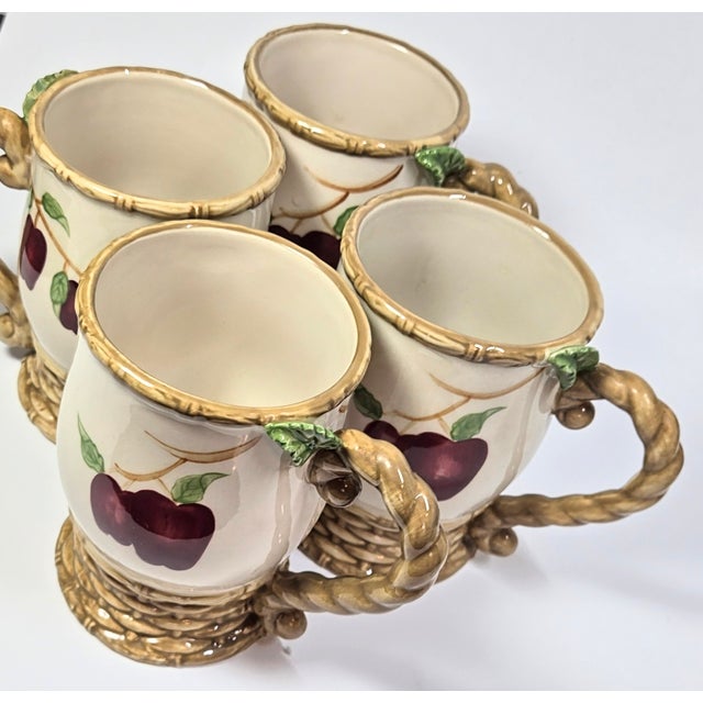 Red Apple Basket Mugs- Set of Four For Sale - Image 8 of 12
