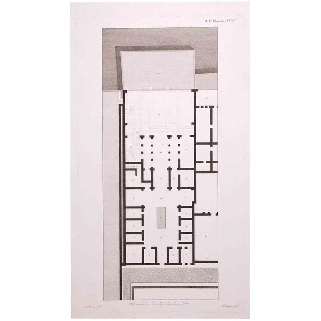 Interior Plan is an original etching realized by François Mazoit in the 19th century. Plate-signed on the lower right....