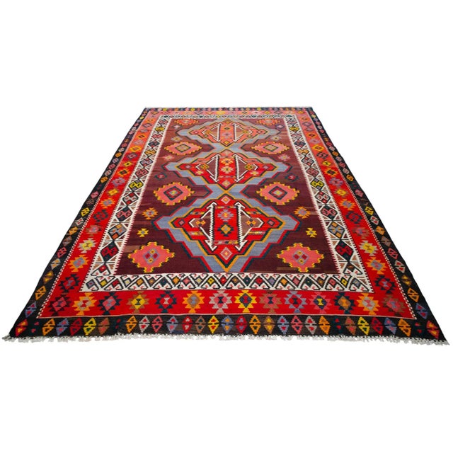 1970s 1970s Handwoven Turkish Kilim Rug - 8′2″ X 13′6″ For Sale - Image 5 of 11