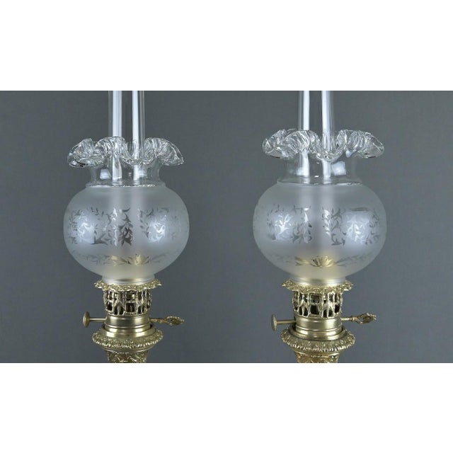 Late 19th Century Satsuma Porcelain and Bronze Oil Lamps, Japan, Set of 2 For Sale - Image 6 of 18