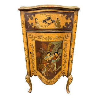 Vintage Chinoiserie Hand-Painted Asian Accent Cabinet For Sale