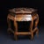 Vintage Chinese Huali Rosewood Mother-of-Pearl Inlaid "Fish & Lotus" Hexagonal Stool For Sale In Los Angeles - Image 6 of 10